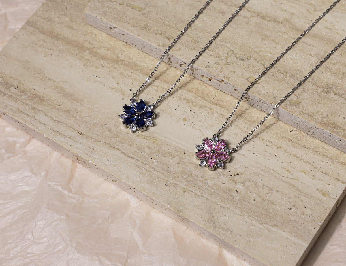 edoa Minimalist Dainty Floral Gemstone Necklace