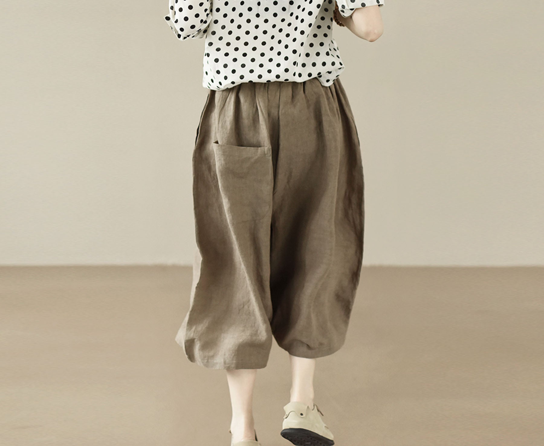 edoa Free Size Loose Fitting Linen Pants