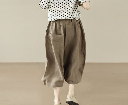 edoa Free Size Loose Fitting Linen Pants