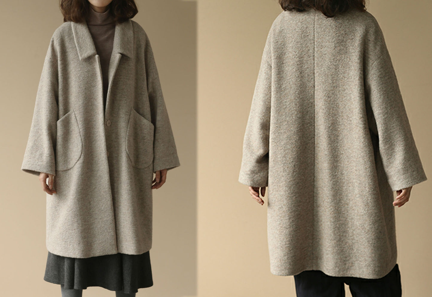 edoa Loose Boxy Boiled Wool Coat