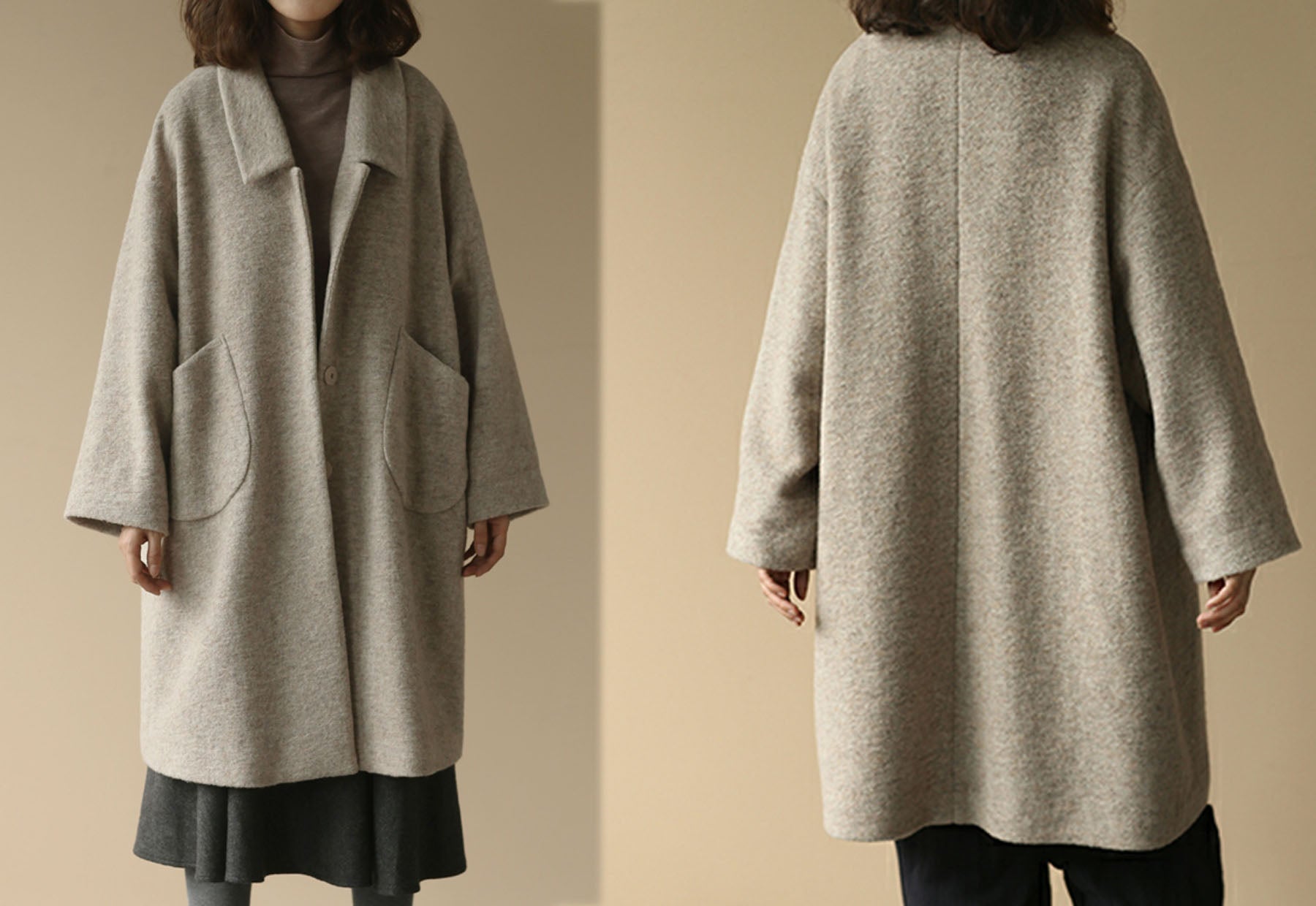 edoa Loose Boxy Boiled Wool Coat