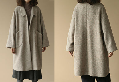 edoa Loose Boxy Boiled Wool Coat