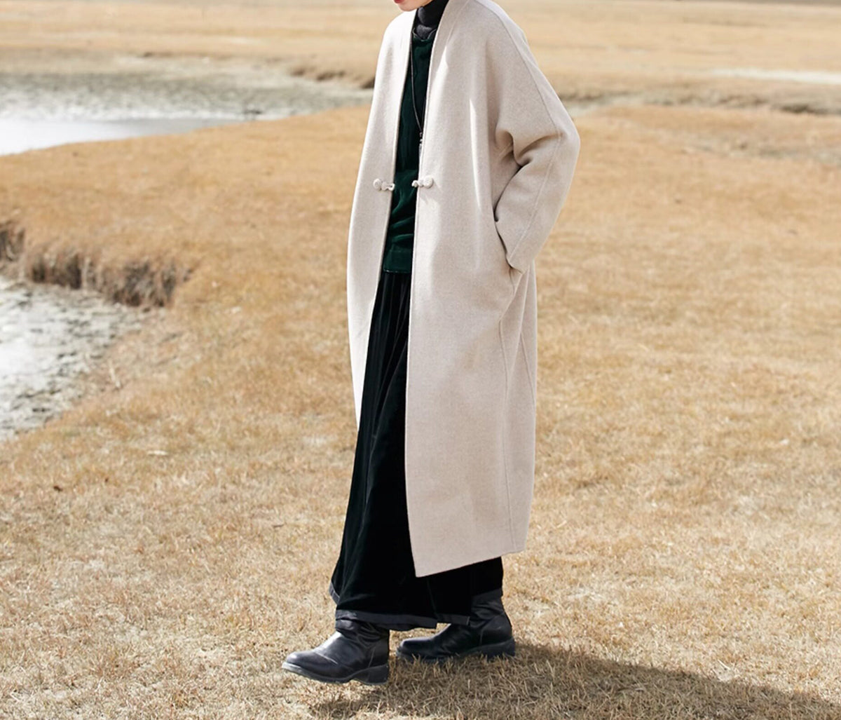 edoa Minimalist Modern Chinese Double Face Wool Coat
