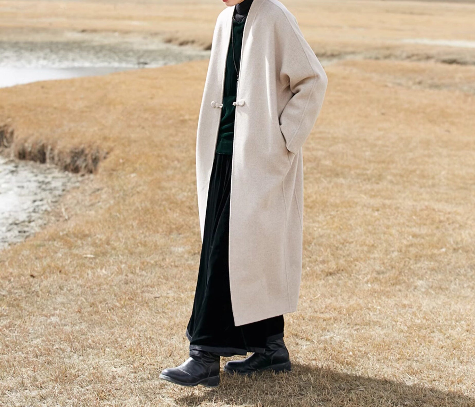 edoa Minimalist Modern Chinese Double Face Wool Coat
