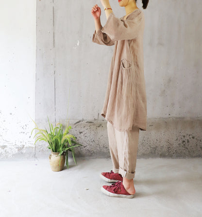 edoa Flare sleeves Linen Gauze Blouse