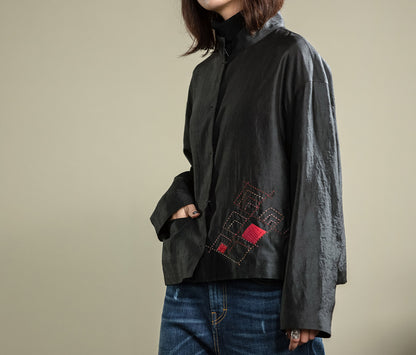 edoa Mud Silk Jacket decored with Applique