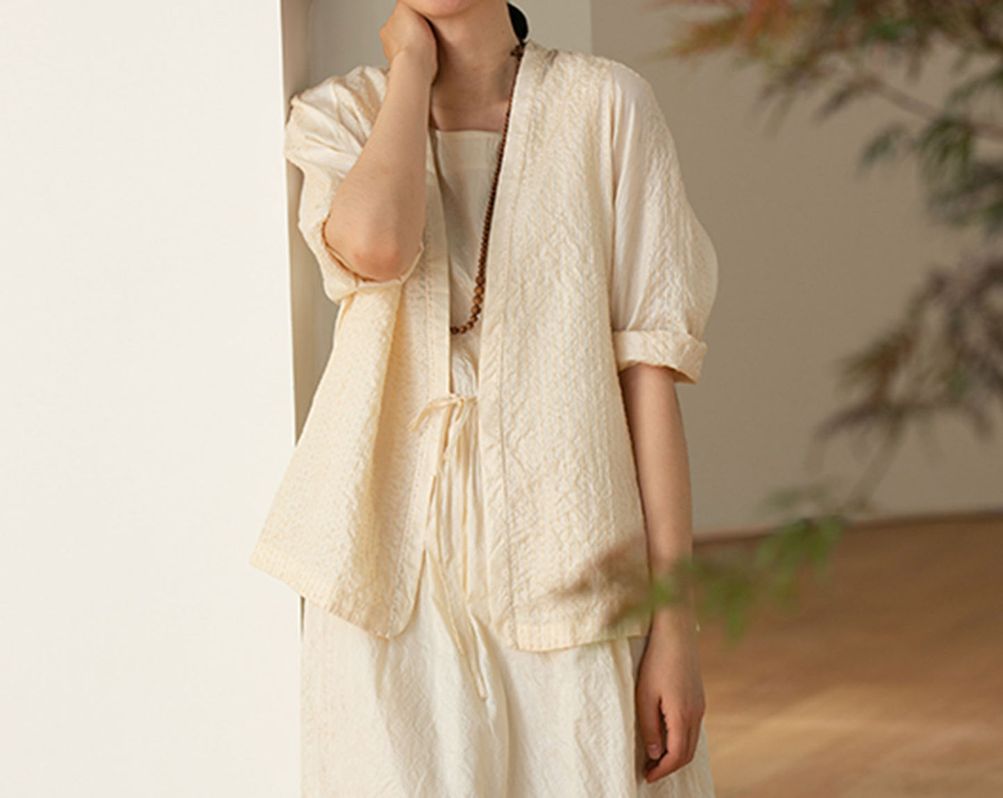 edoa Tussah Silk Sashiko Blouse