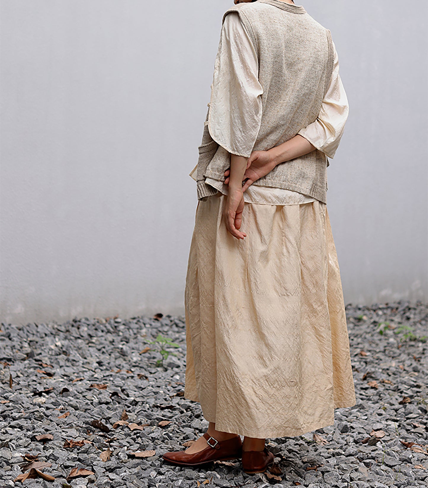 edoa Dupioni Tussah Silk A-line Skirt
