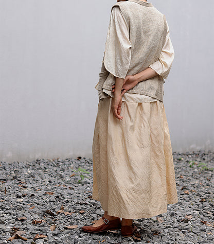 edoa Dupioni Tussah Silk A-line Skirt