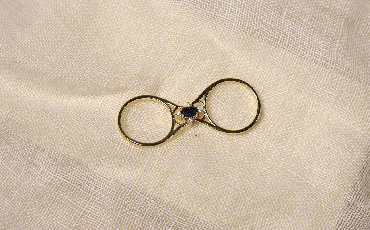 edoa edoa Two-Finger Switching Duo Gemstone Ring