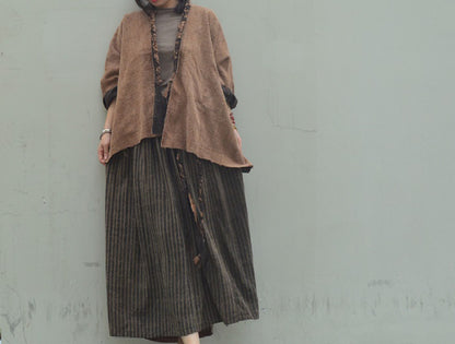 edoa Reversible Mud Tussah Silk Braided Cardigan
