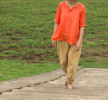 edoa High Counted Ramie Smock Top