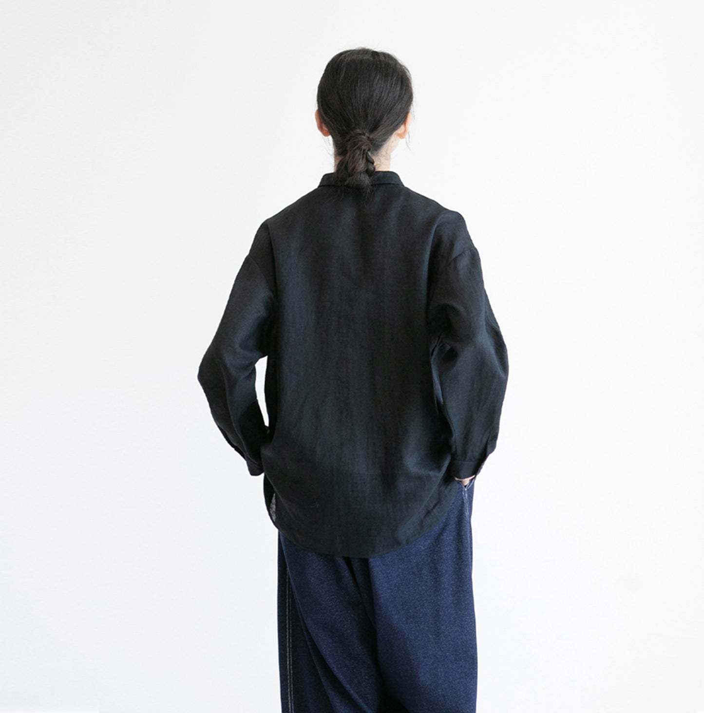 edoa Black Linen Shirt