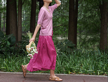 edoa Double Layer Silk Habotai A Line Skirt