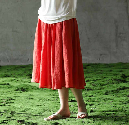 edoa Ramie Cotton Blend A-line Skirt