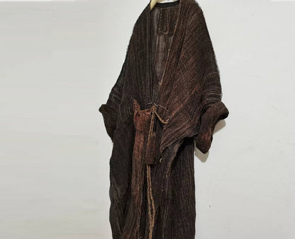 Loose Fitting Hand Woven Plant dyed Linen Cardigan Coat co0083 A644