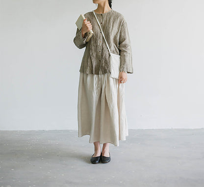 edoa Crinkled Tie Dyed Linen Pleated Shirt