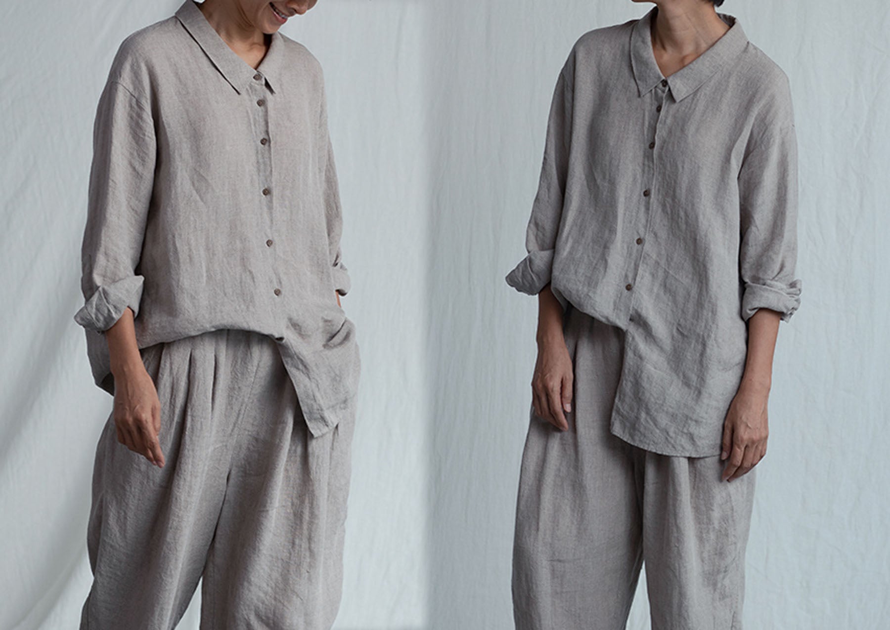 edoa Minimalist Flax Linen Shirt