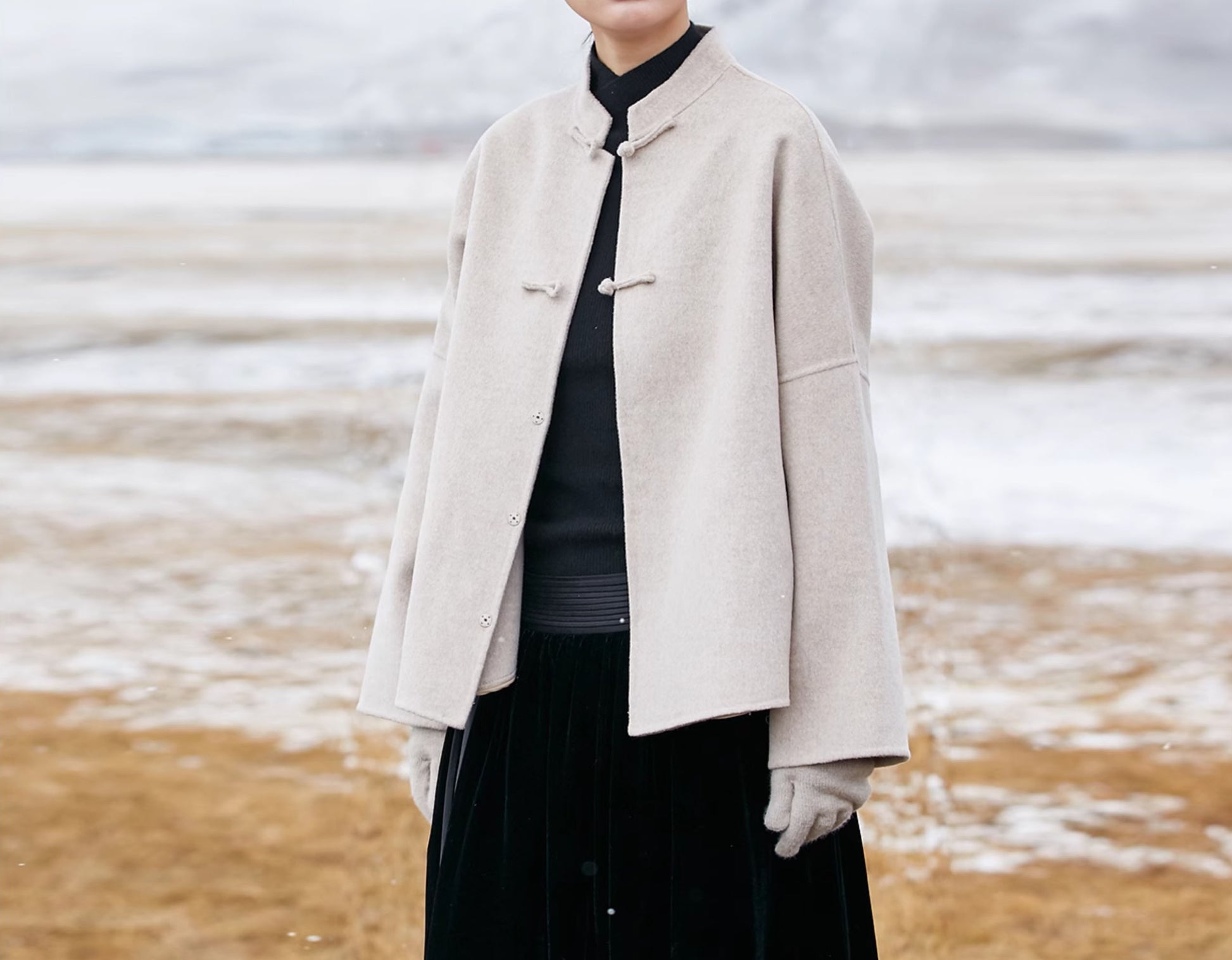 edoa Double Faced Wool Chinese Coat