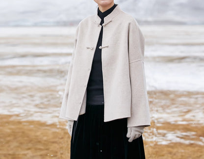 edoa Double Faced Wool Chinese Coat