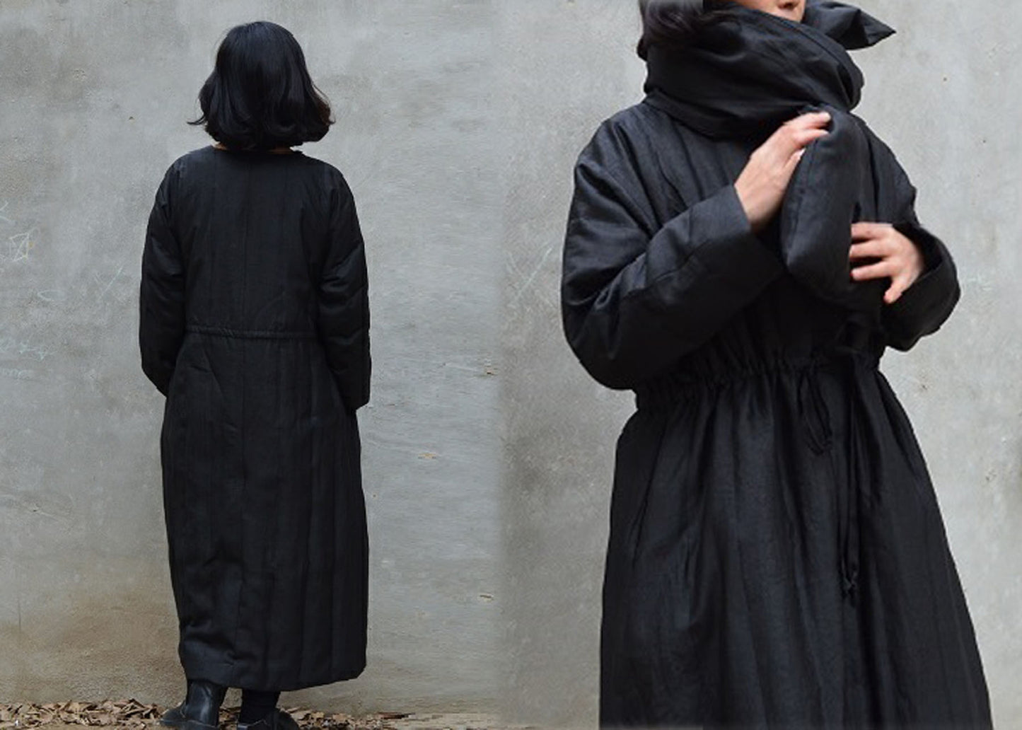 edoa Mud Silk Goose Down Long Coat