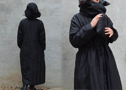 edoa Mud Silk Goose Down Long Coat