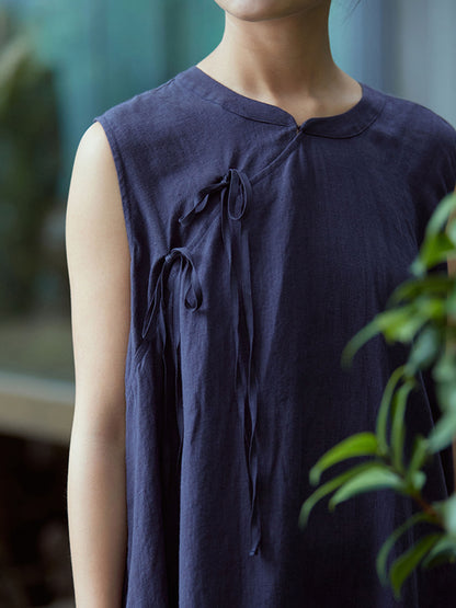 edoa Linen Sleeveless A-line Modified Qipao
