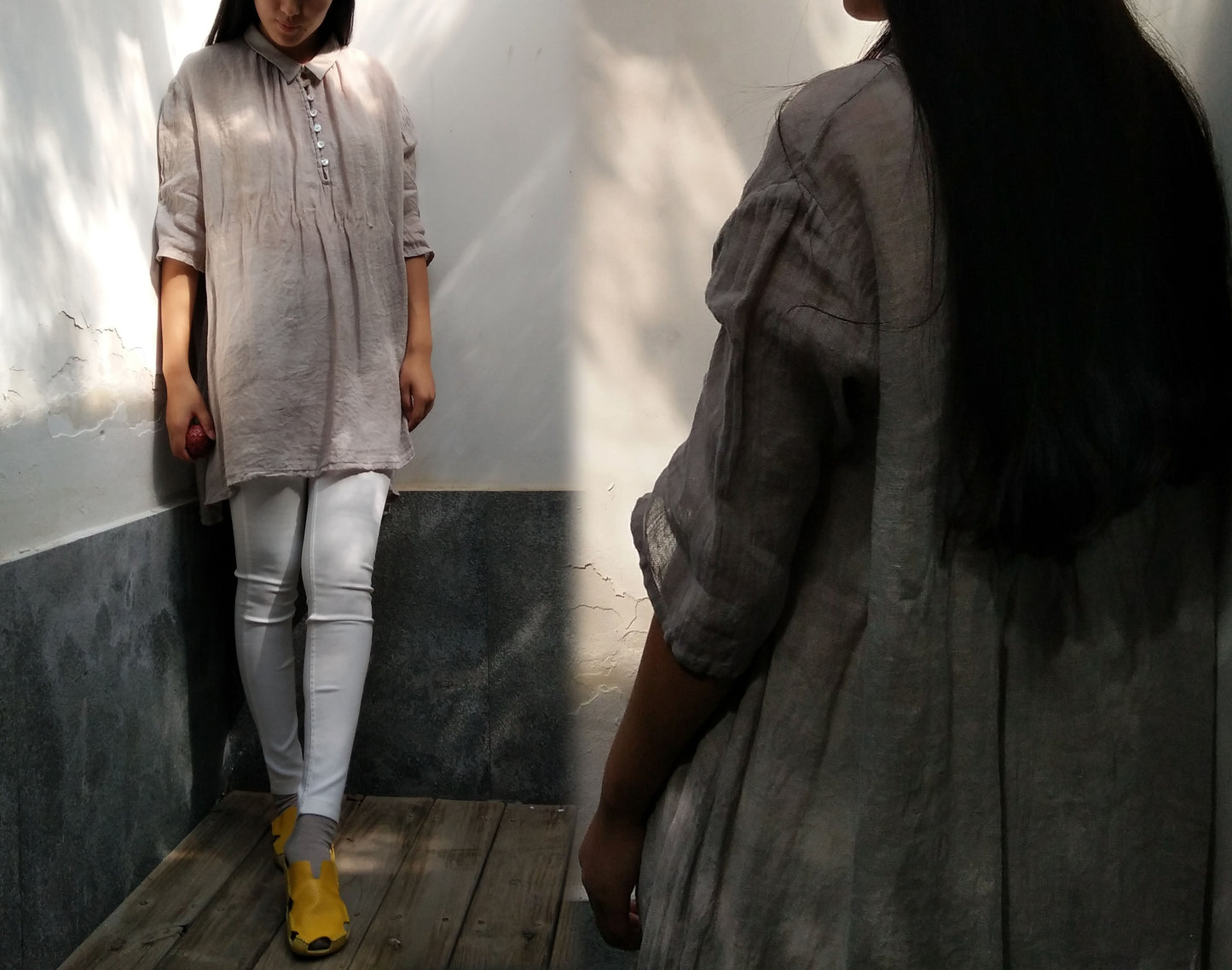 edoa Linen Gauze Tunic Top