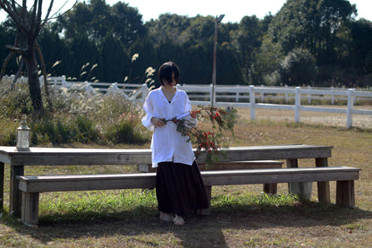 EDOA Oversized Two Way Collar Linen Shirt