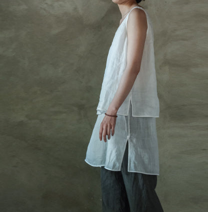 edoa White Long-termism High Count Ramie Tank Top
