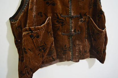 Loose Dioscorea Dyed Silk Velvet Chinese Vest to0328 X022