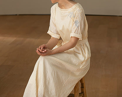 edoa Tussah Silk Hand Embroidery Chinese Dress