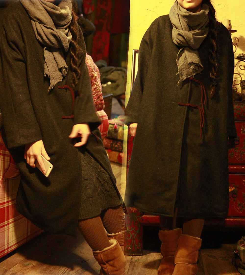 Free Size Boiled Wool Long Coat co0072 120