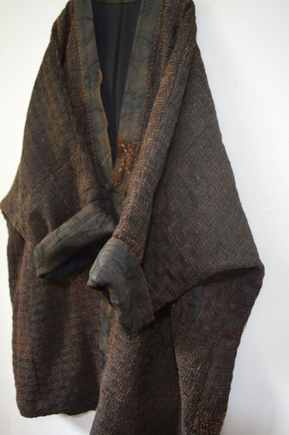 Mud Tussah Silk Tweed Kimono Coat co0242 X008