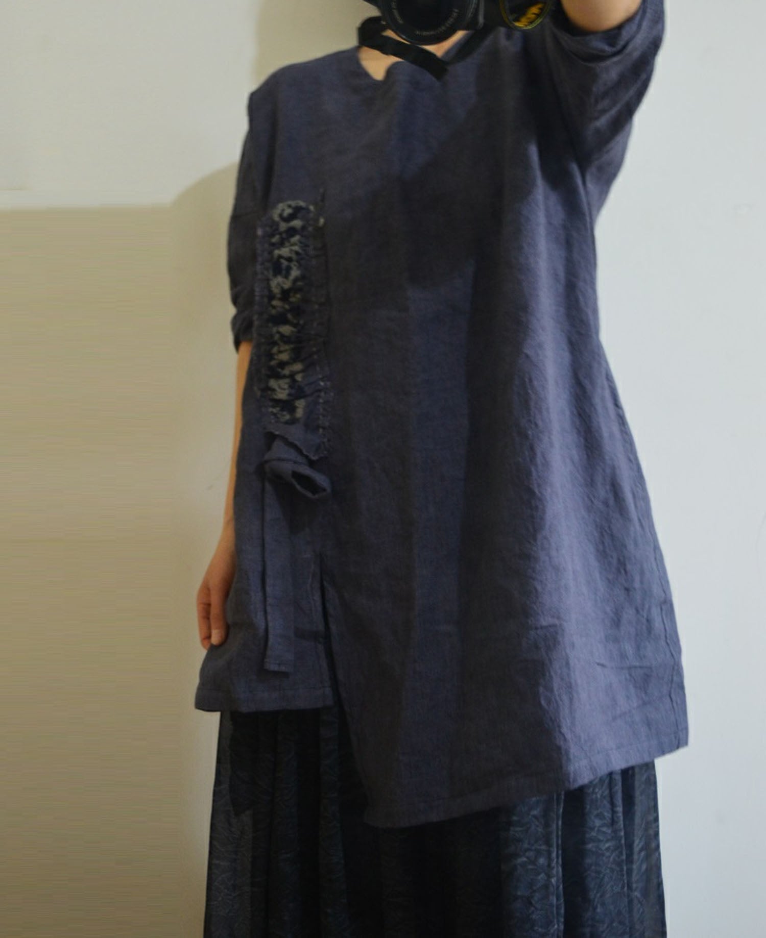 edoa Pinktucked Linen Tunic Top