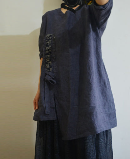 edoa Pinktucked Linen Tunic Top
