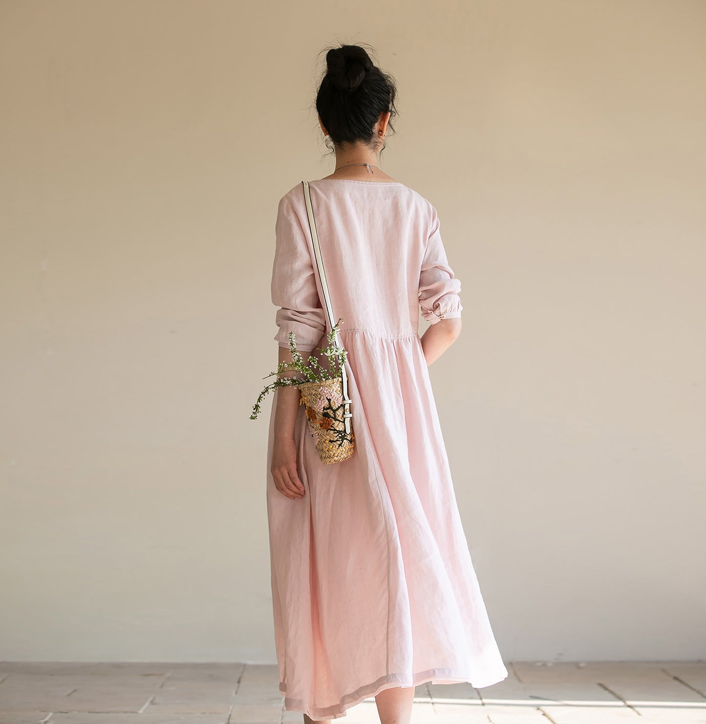 edoa Loose Fit Higher Waist Hemp Dress 