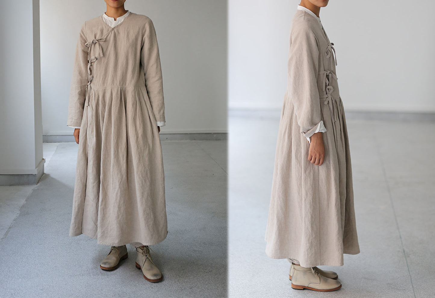 edoa Flax Linen Dress Coat 