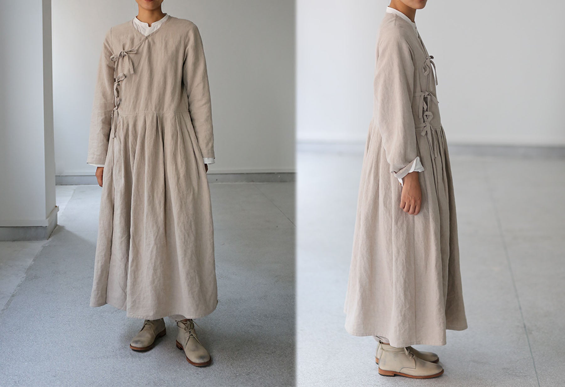 edoa Flax Linen Dress Coat 