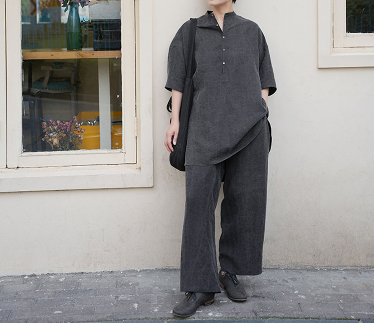 edoa Cracked Mud Silk Wide-leg Pants