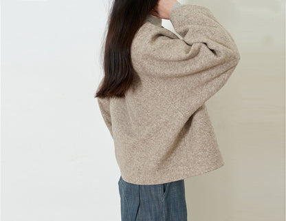 edoa Boiled Wool Minimalist Pullover Top