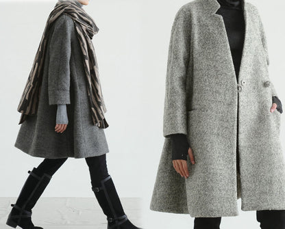 edoa loop-yarns wool trapeze coat