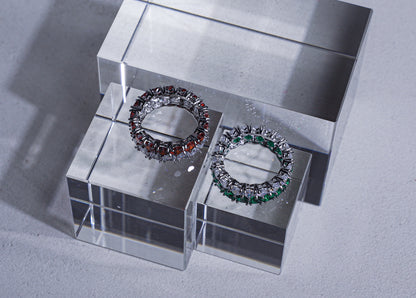 edoa Minimalist Dual Tone Heart Gemstone Stacking Ring