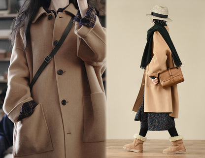 edoa Minimalist Oversized Double Faced Wool Coat