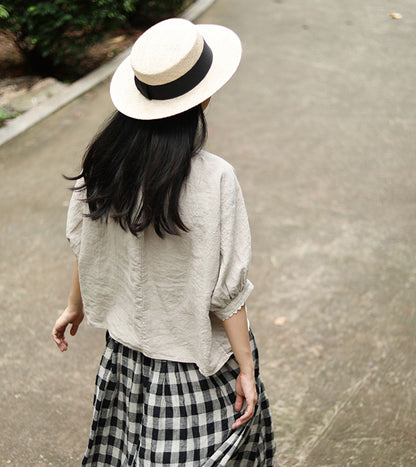 edoa Half Sleeve French Linen T Shirt