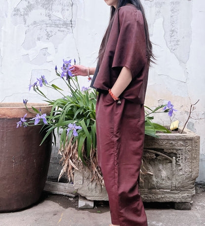edoa Burgundy Reversible Mud Silk Set