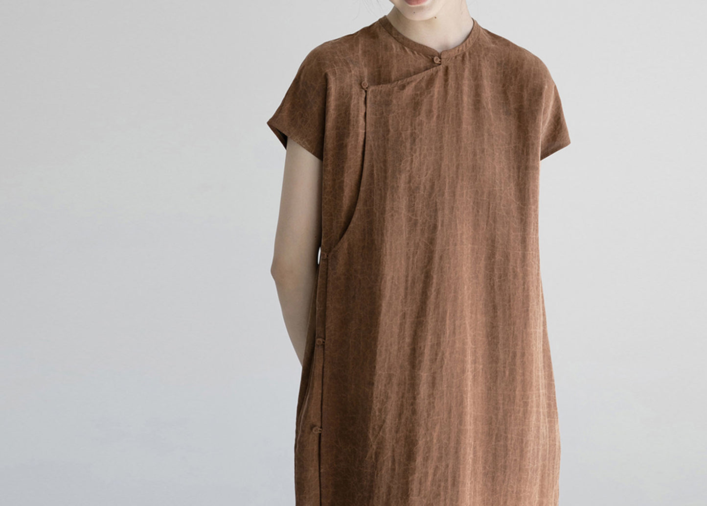 edoa Cracked Mud Silk Qipao Dress