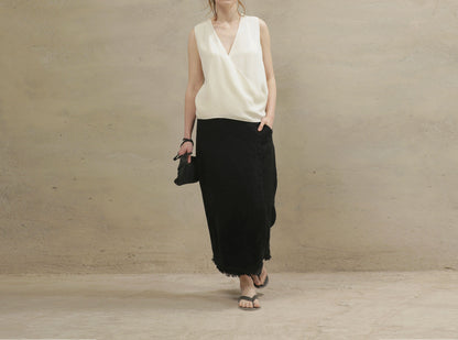 edoa  Crepe De Chine V-neck Sleeveless Tank