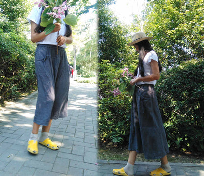 edoa Linen A-line Midi Skirt