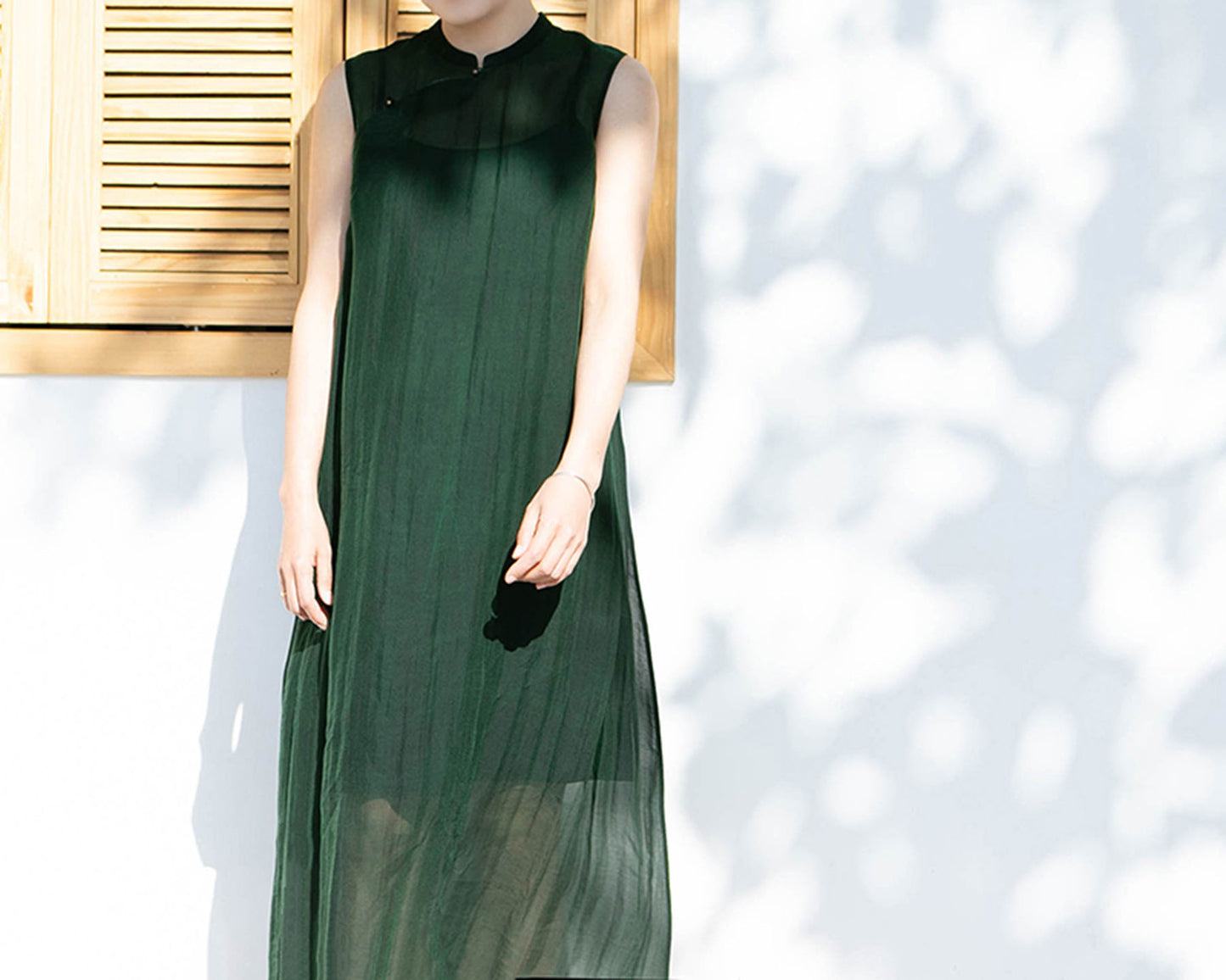 edoa Mud Silk Organza A-line Qipao
